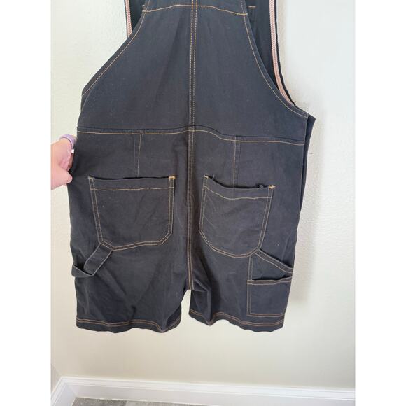 WILDFANG The Essential Shortall Stretch Cotton Overall Shorts Black Size Small - Picture 7 of 7